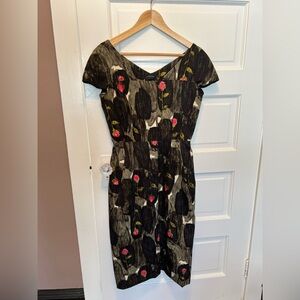 Rachel Comey Black and Pink Floral Midi Dress